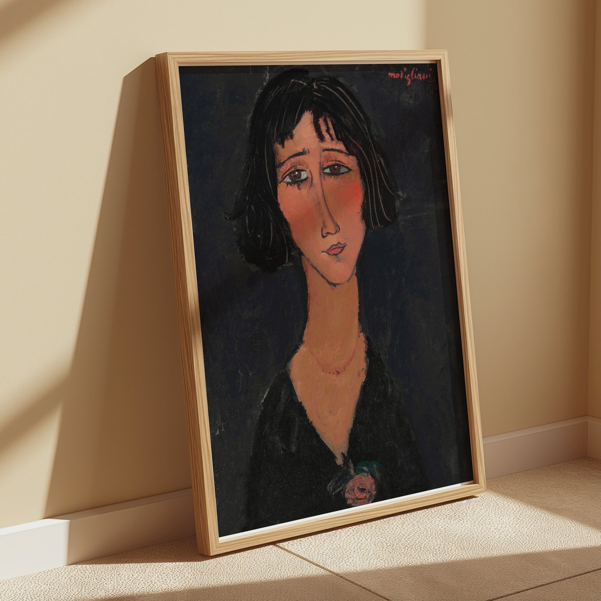 Premium Poster of Expressionist Portrait of Woman with Black Hair Posters