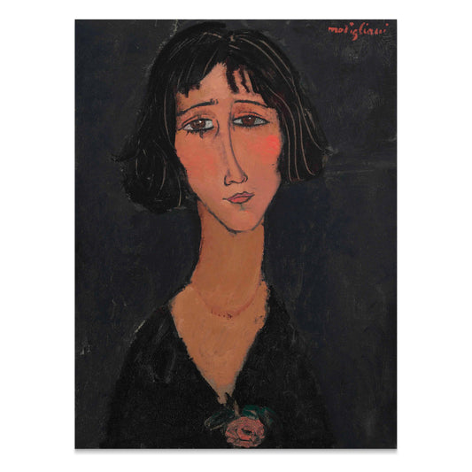 Premium Poster of Expressionist Portrait of Woman with Black Hair Posters