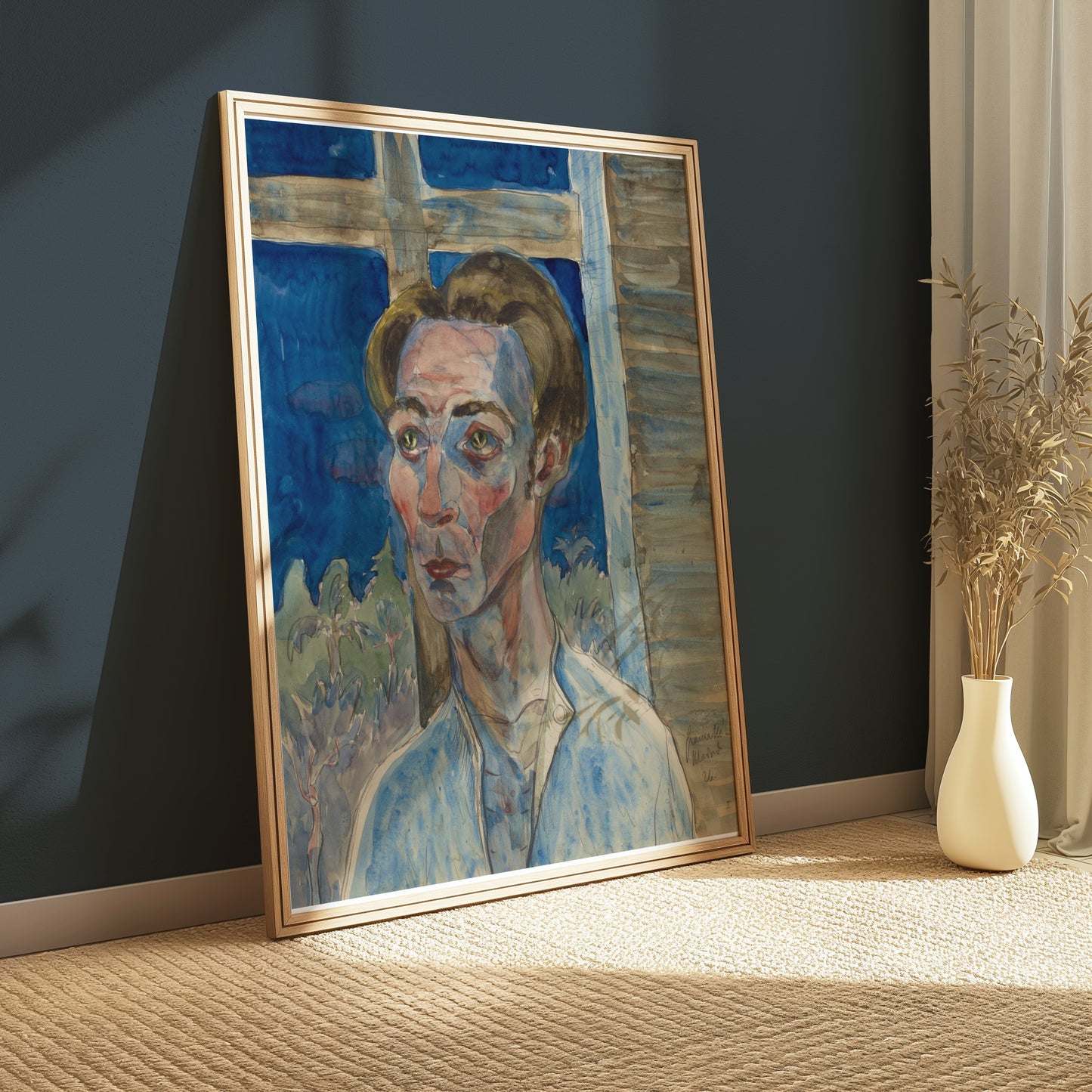 Premium Poster of Expressive Portrait of a Man by Window Art Posters