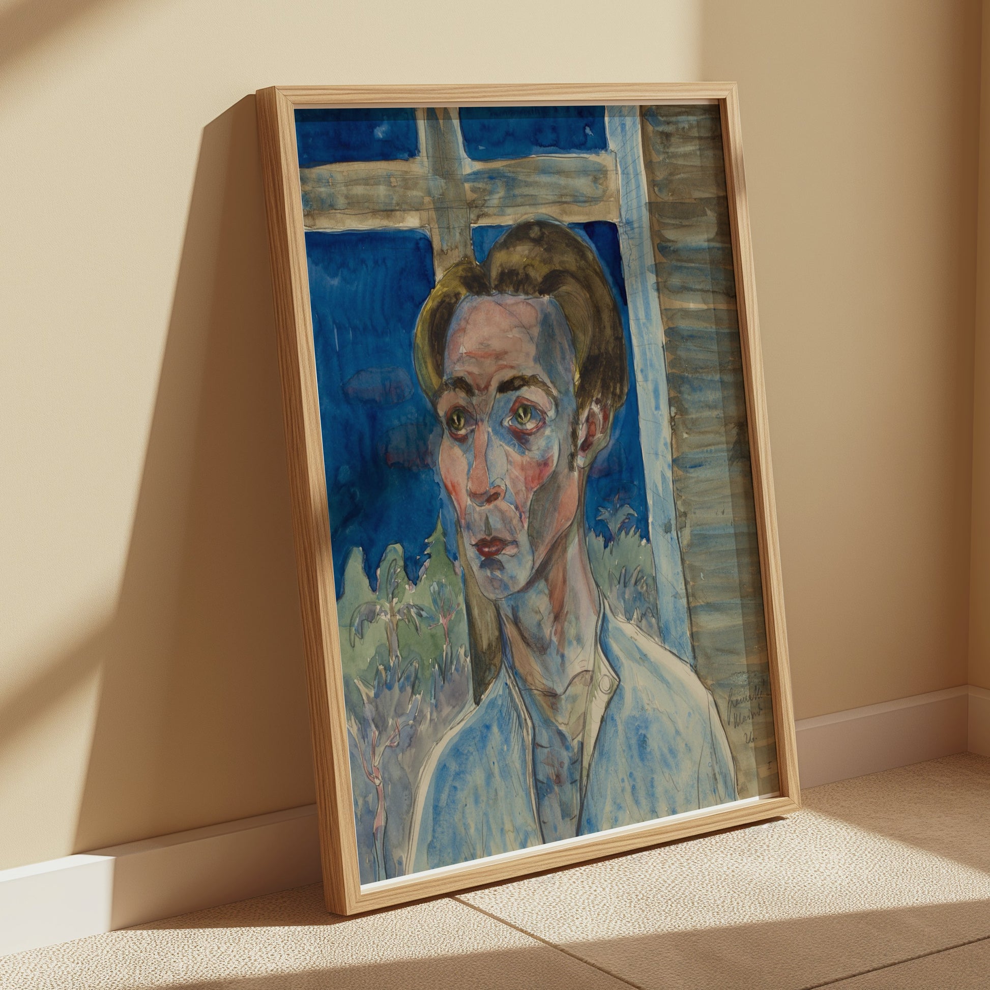 Premium Poster of Expressive Portrait of a Man by Window Art Posters