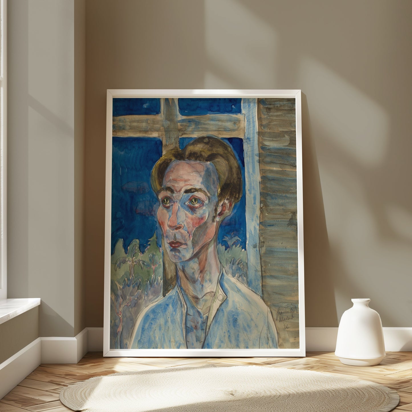 Premium Poster of Expressive Portrait of a Man by Window Art Posters