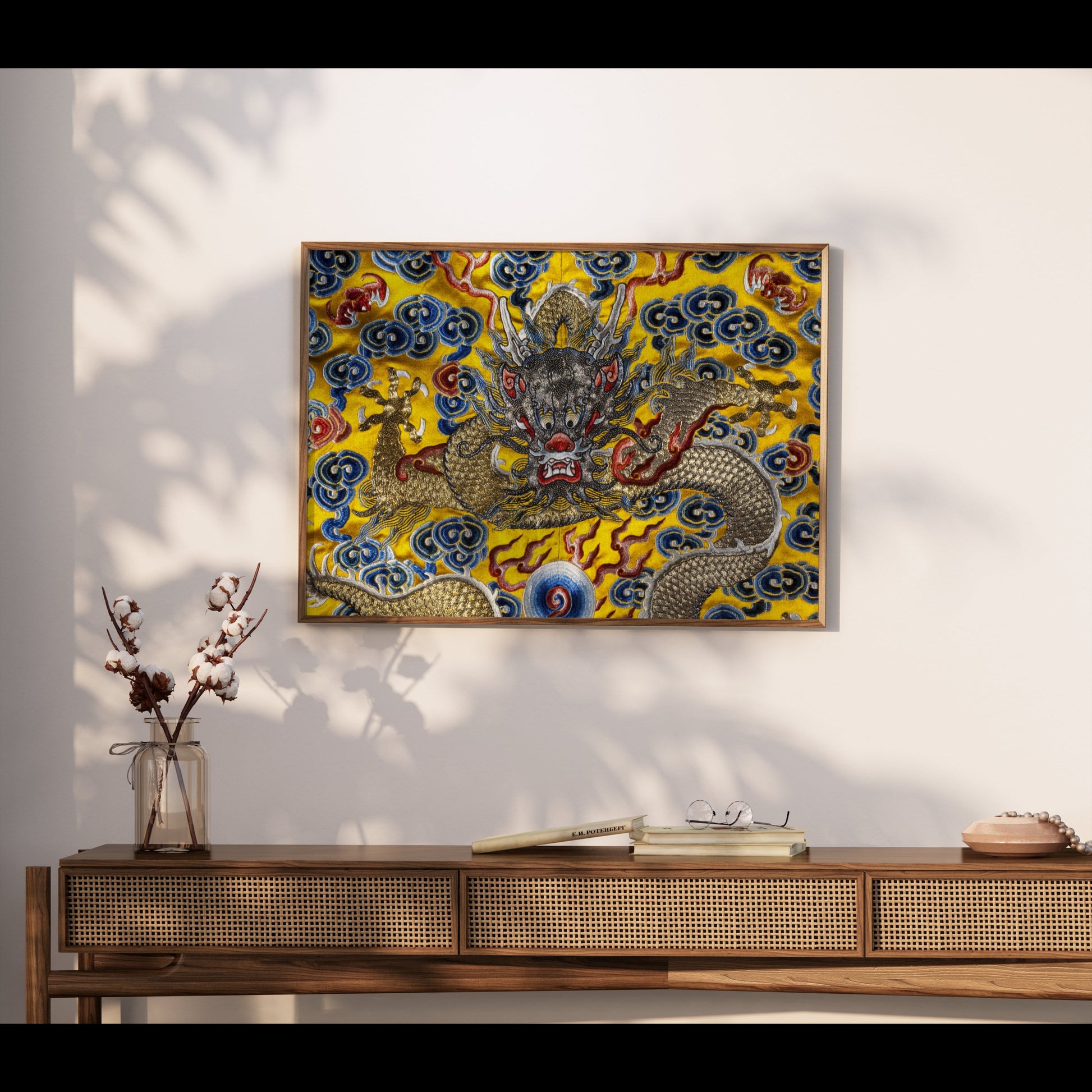 Premium Poster of Exquisite Dragon Embroidery Pattern Art Prints Posters