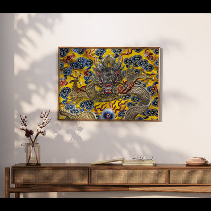 Premium Poster of Exquisite Dragon Embroidery Pattern Art Prints Posters