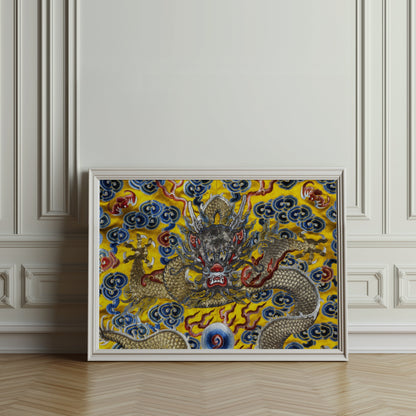 Premium Poster of Exquisite Dragon Embroidery Pattern Art Prints Posters