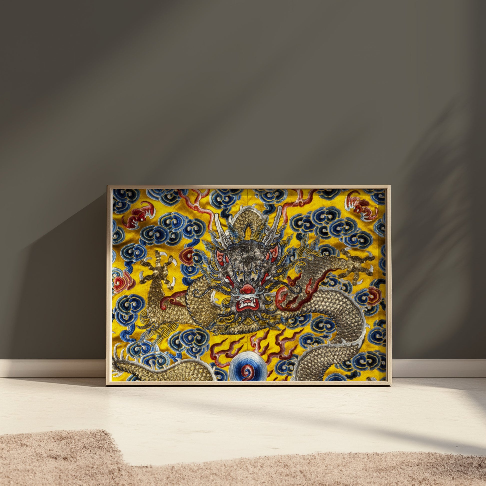 Premium Poster of Exquisite Dragon Embroidery Pattern Art Prints Posters