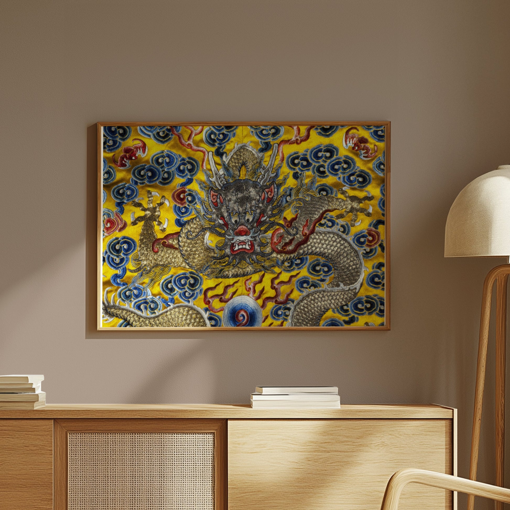 Premium Poster of Exquisite Dragon Embroidery Pattern Art Prints Posters