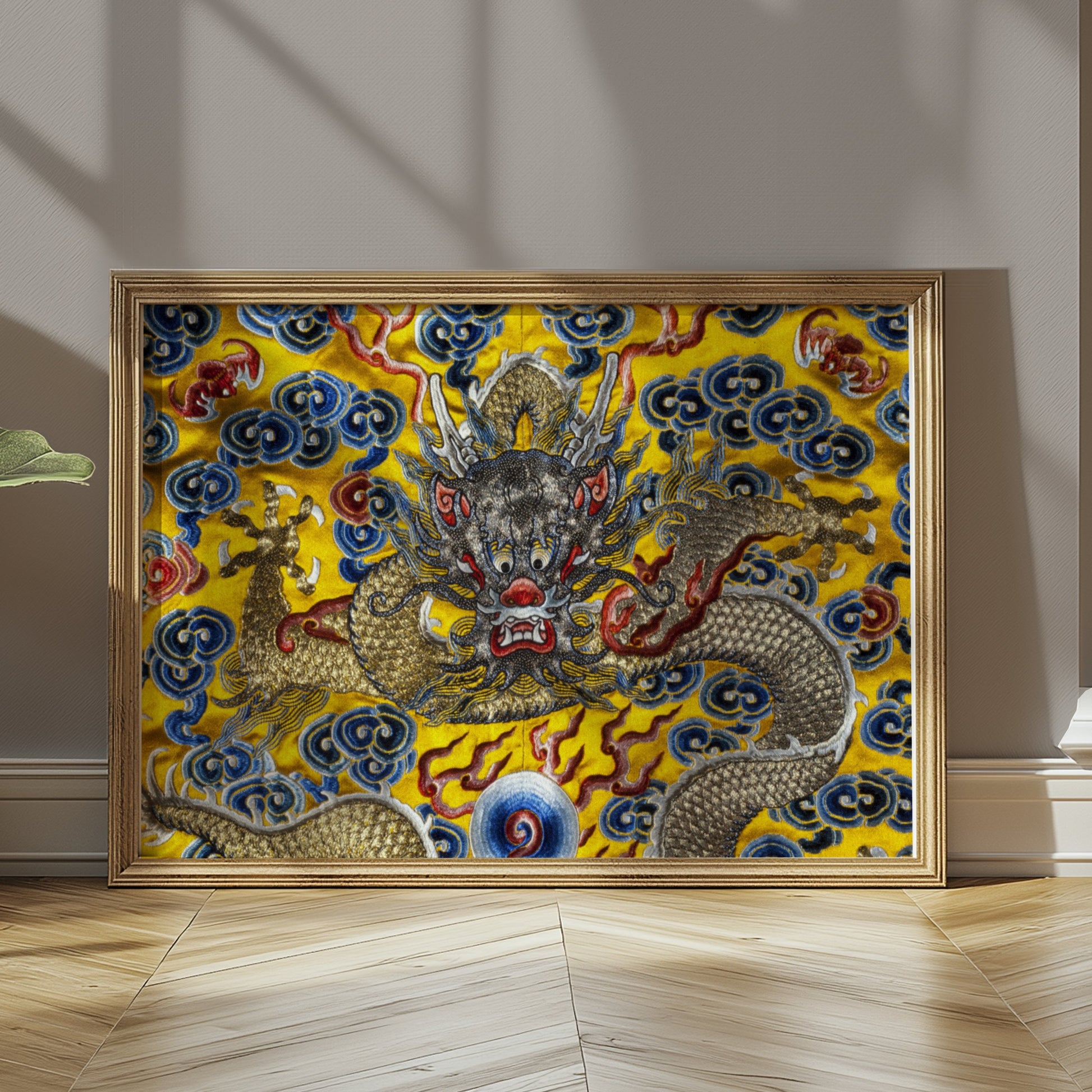 Premium Poster of Exquisite Dragon Embroidery Pattern Art Prints Posters