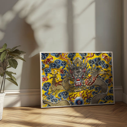 Premium Poster of Exquisite Dragon Embroidery Pattern Art Prints Posters