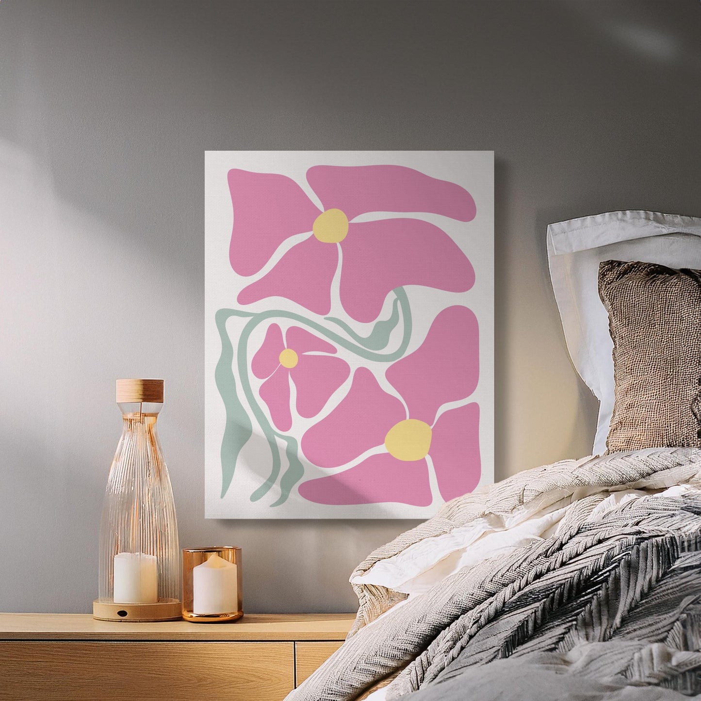 Premium Poster of Exquisite Floral Wall Art Pink Petal Canvas Wraps