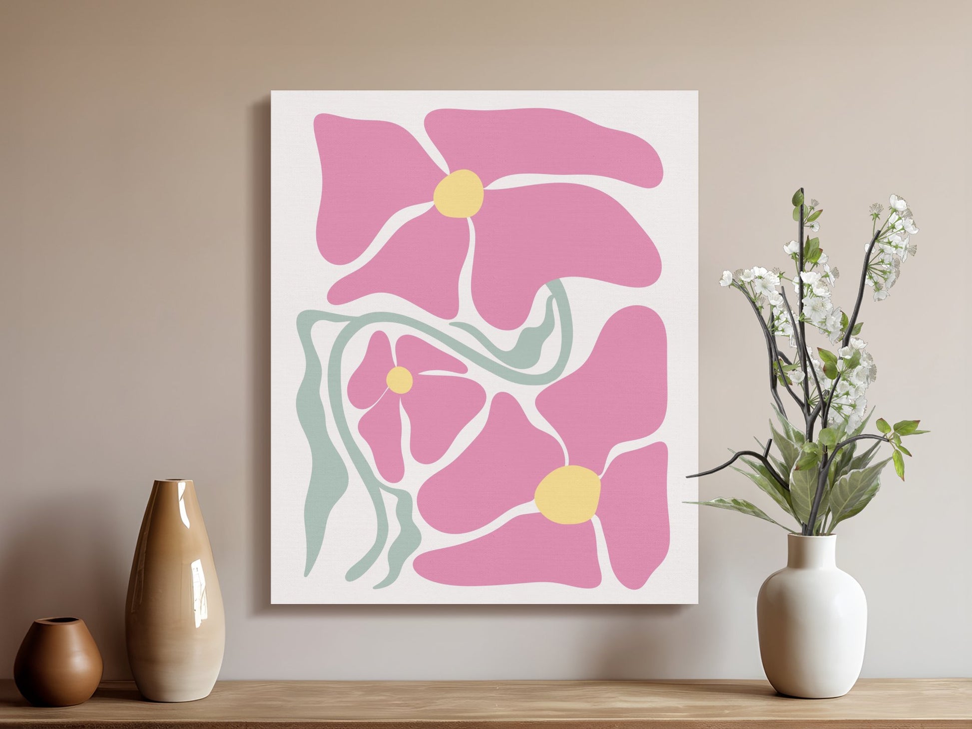 Premium Poster of Exquisite Floral Wall Art Pink Petal Canvas Wraps