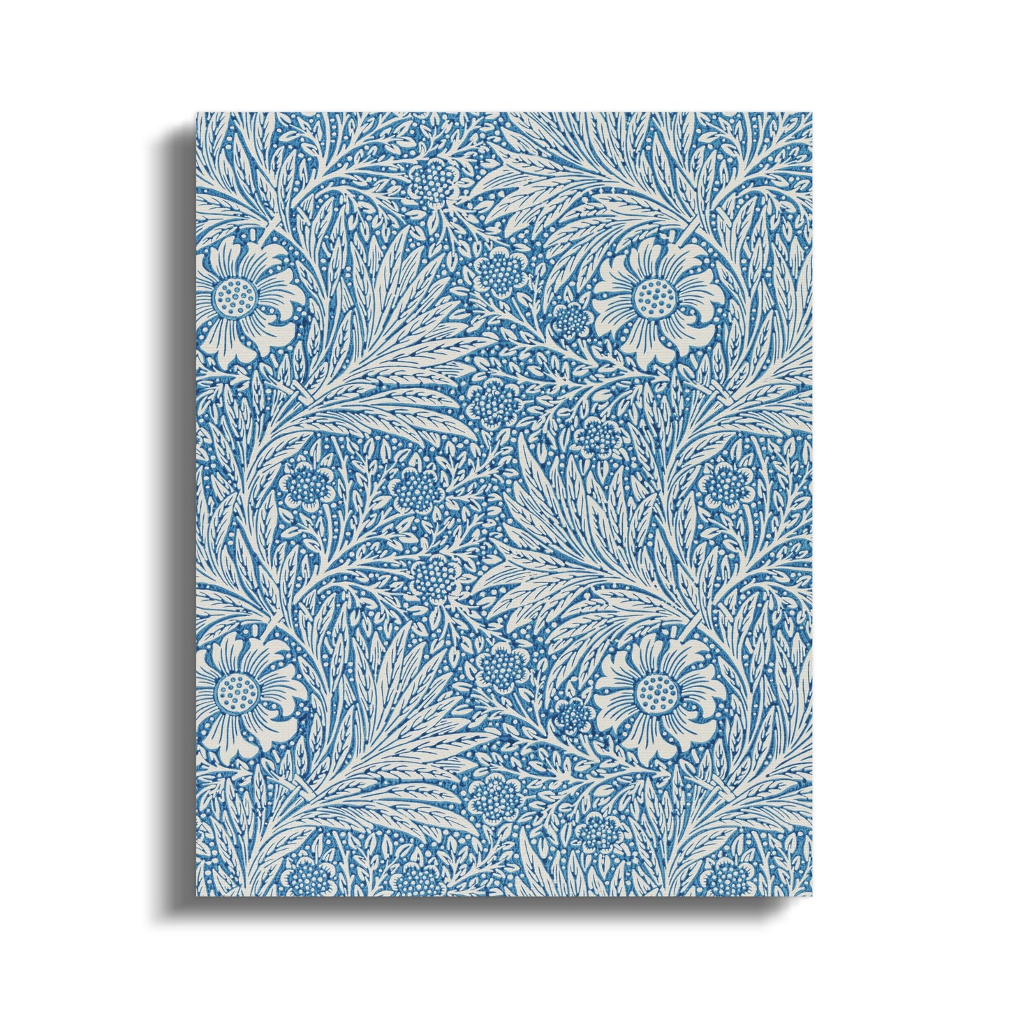 Blue floral William Morris wall art with intricate botanical patterns on a canvas wrap, showcasing art nouveau style for vintage decor.