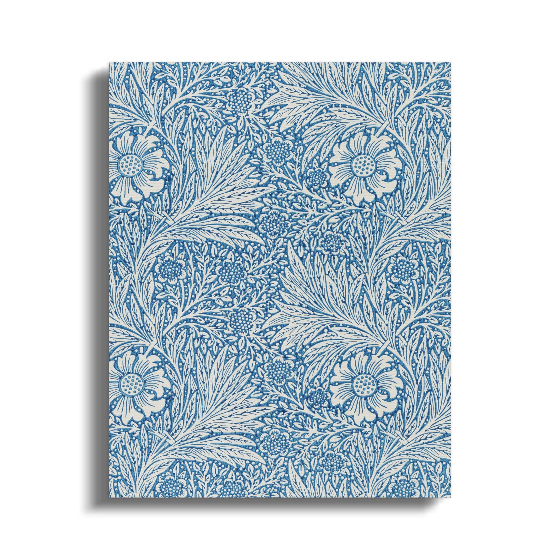 Blue floral William Morris wall art with intricate botanical patterns on a canvas wrap, showcasing art nouveau style for vintage decor.