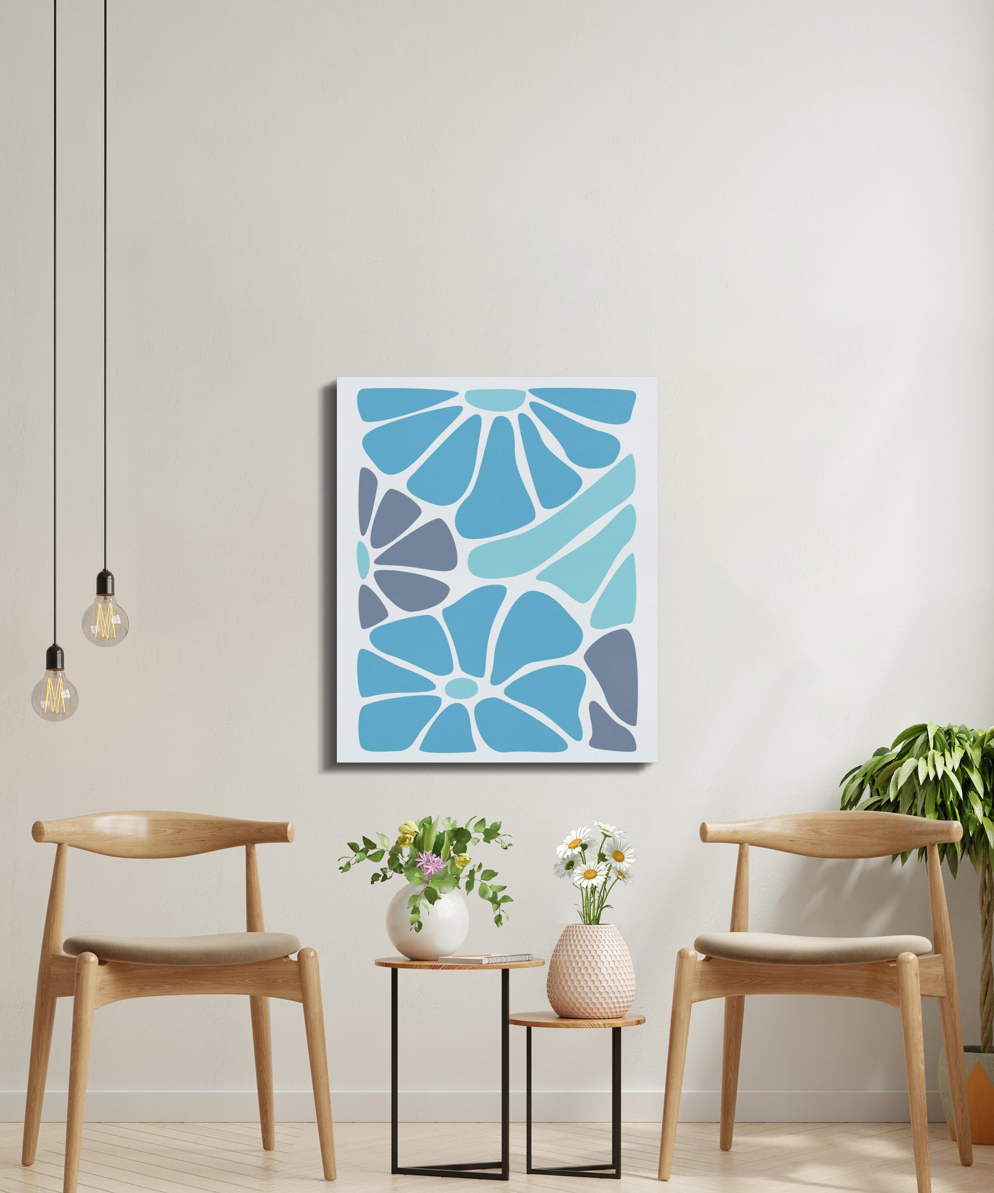 Premium Poster of Eye-catching Blue Floral Wall Art Canvas Wraps