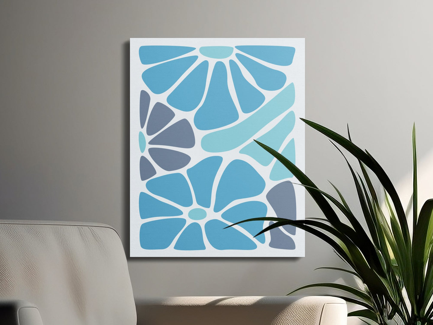 Premium Poster of Eye-catching Blue Floral Wall Art Canvas Wraps