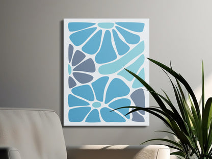 Premium Poster of Eye-catching Blue Floral Wall Art Canvas Wraps
