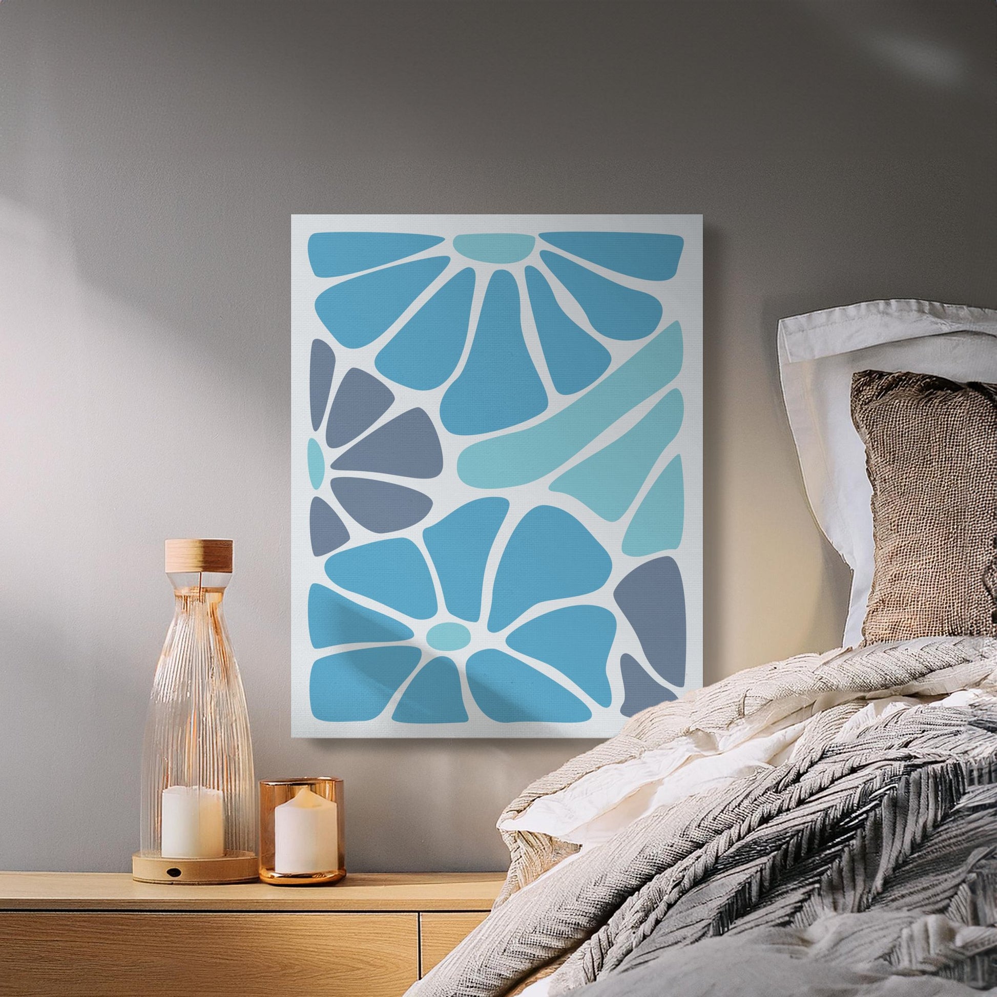 Premium Poster of Eye-catching Blue Floral Wall Art Canvas Wraps