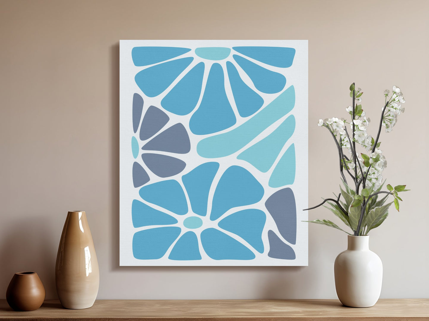 Premium Poster of Eye-catching Blue Floral Wall Art Canvas Wraps