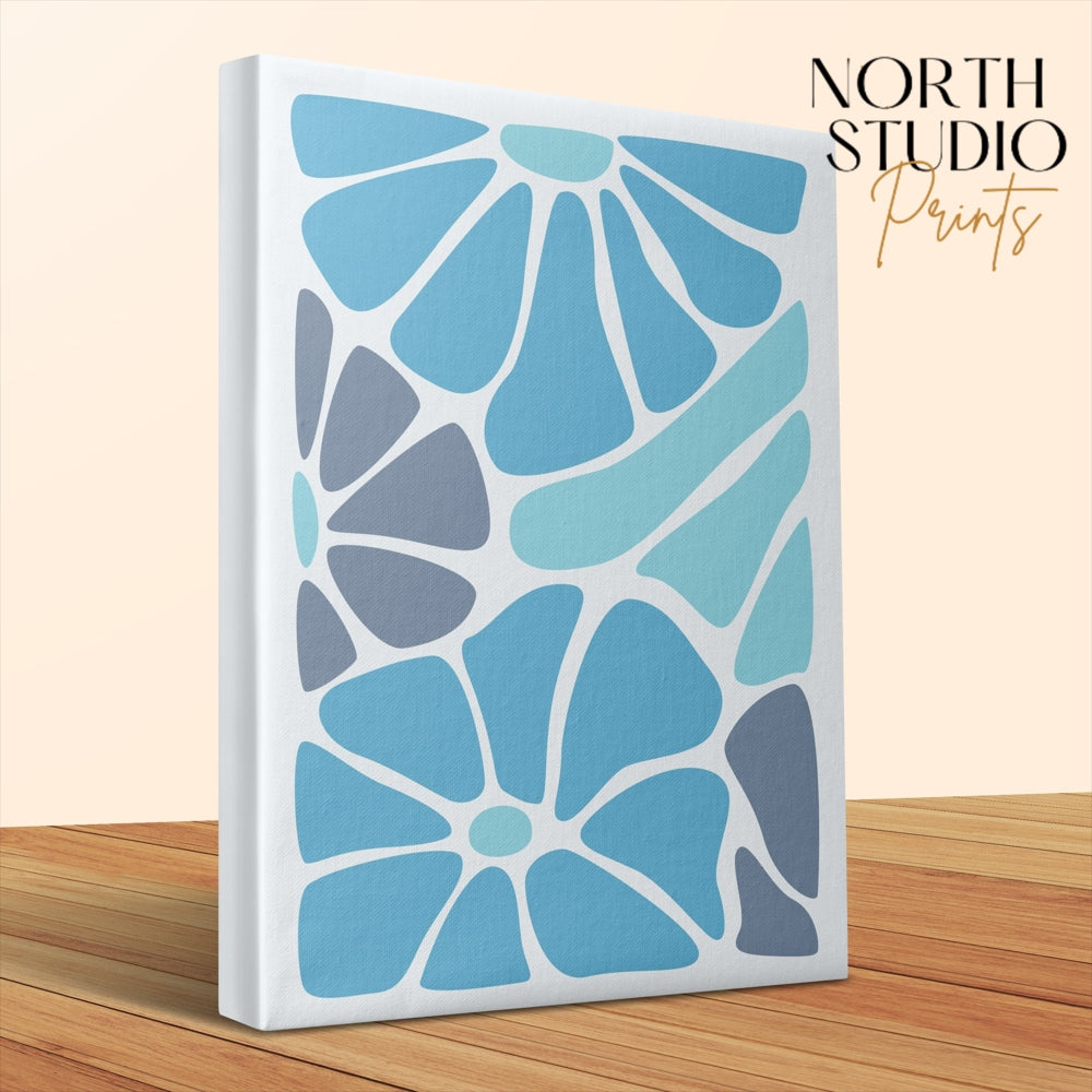 Premium Poster of Eye-catching Blue Floral Wall Art Canvas Wraps