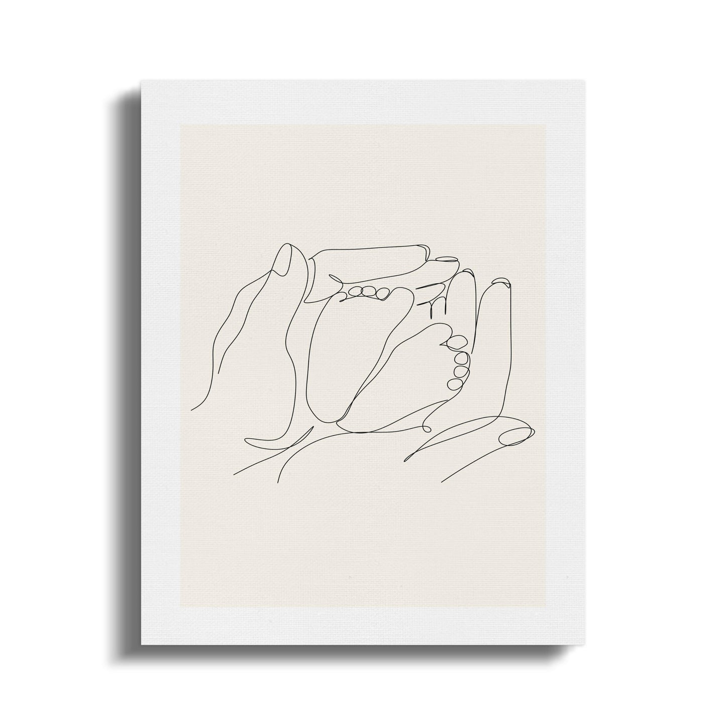 Premium Poster of Family Holding Baby Line Art Nursery Canvas Wraps