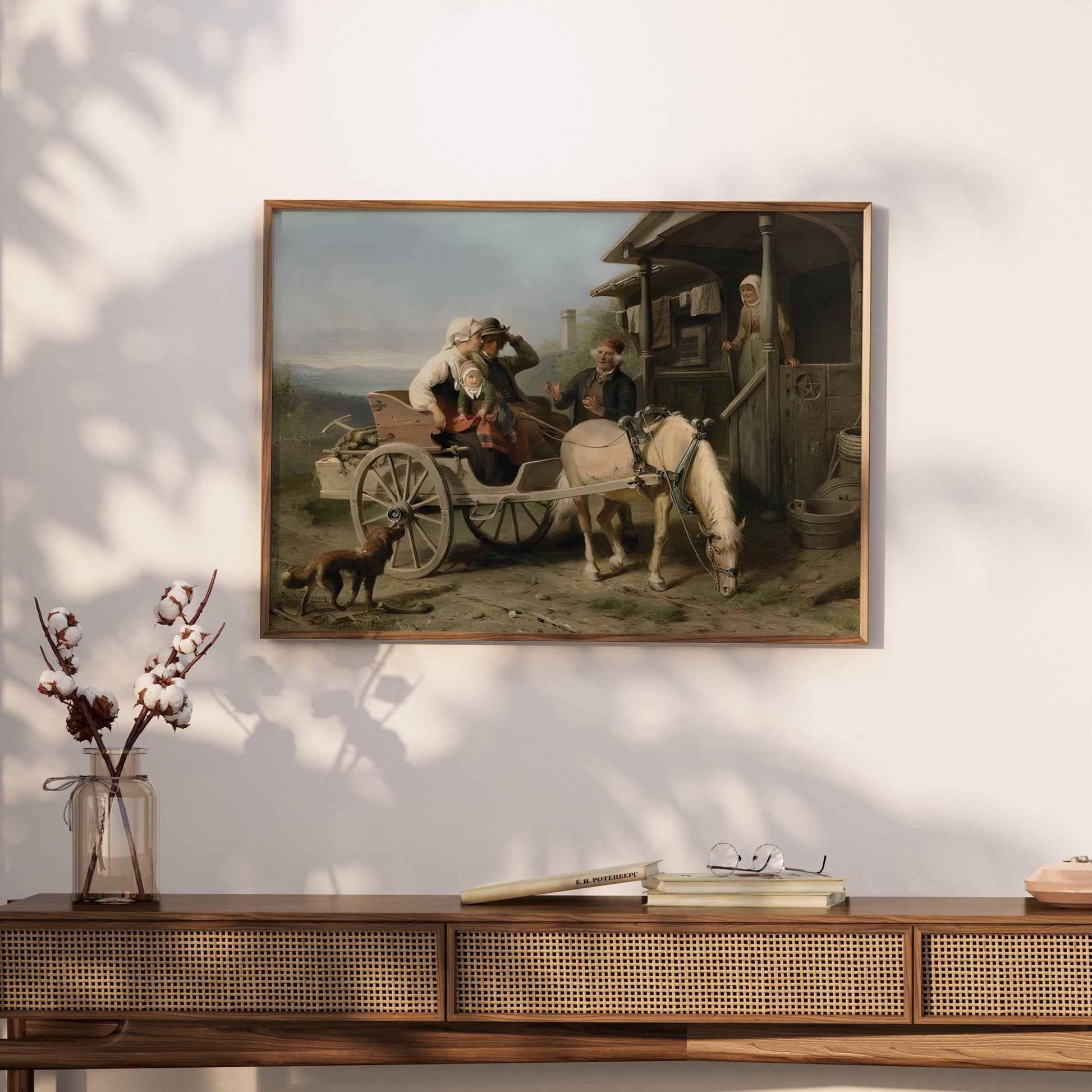Premium Poster of Family Reunion on a Farmhouse Horse Carriage Posters