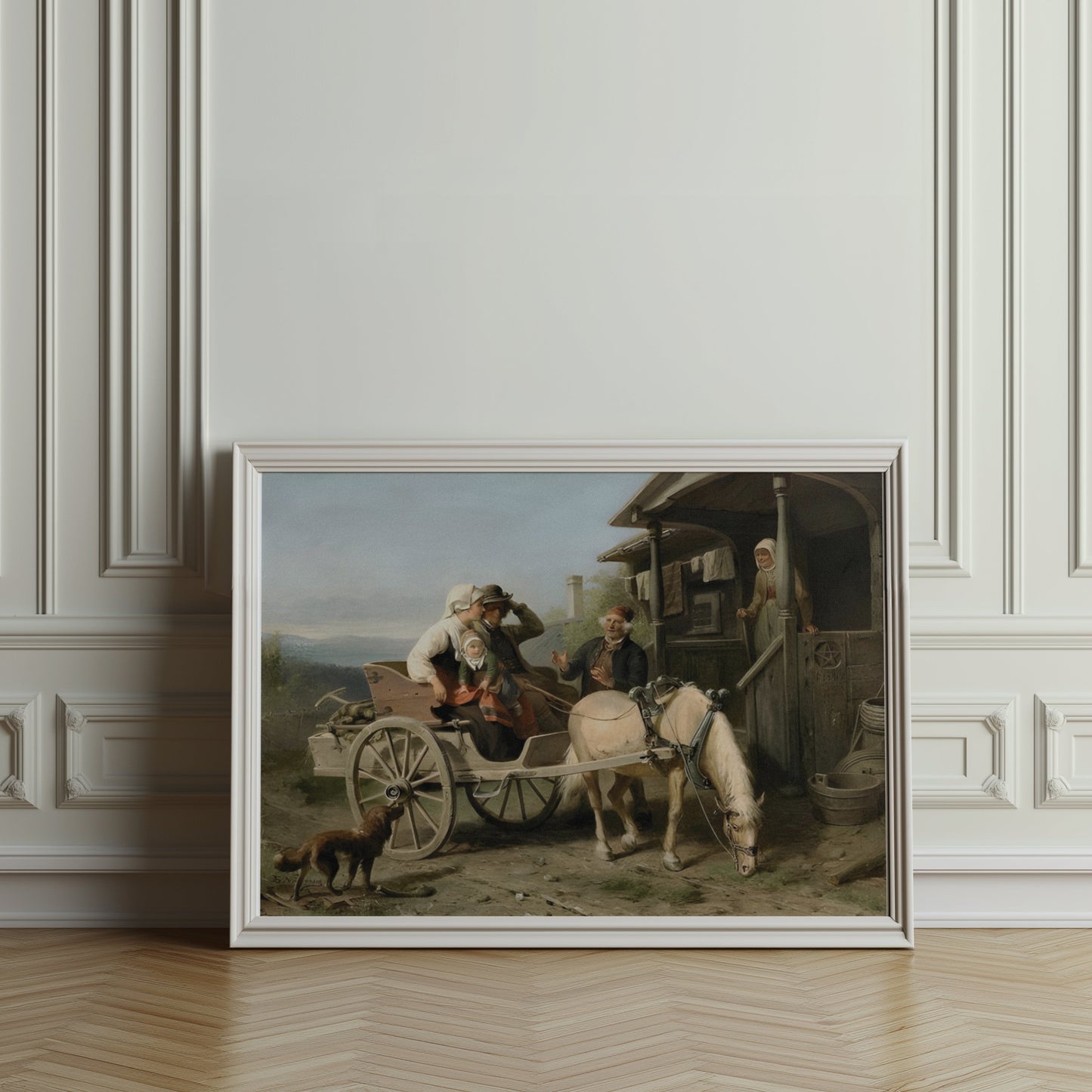 Premium Poster of Family Reunion on a Farmhouse Horse Carriage Posters