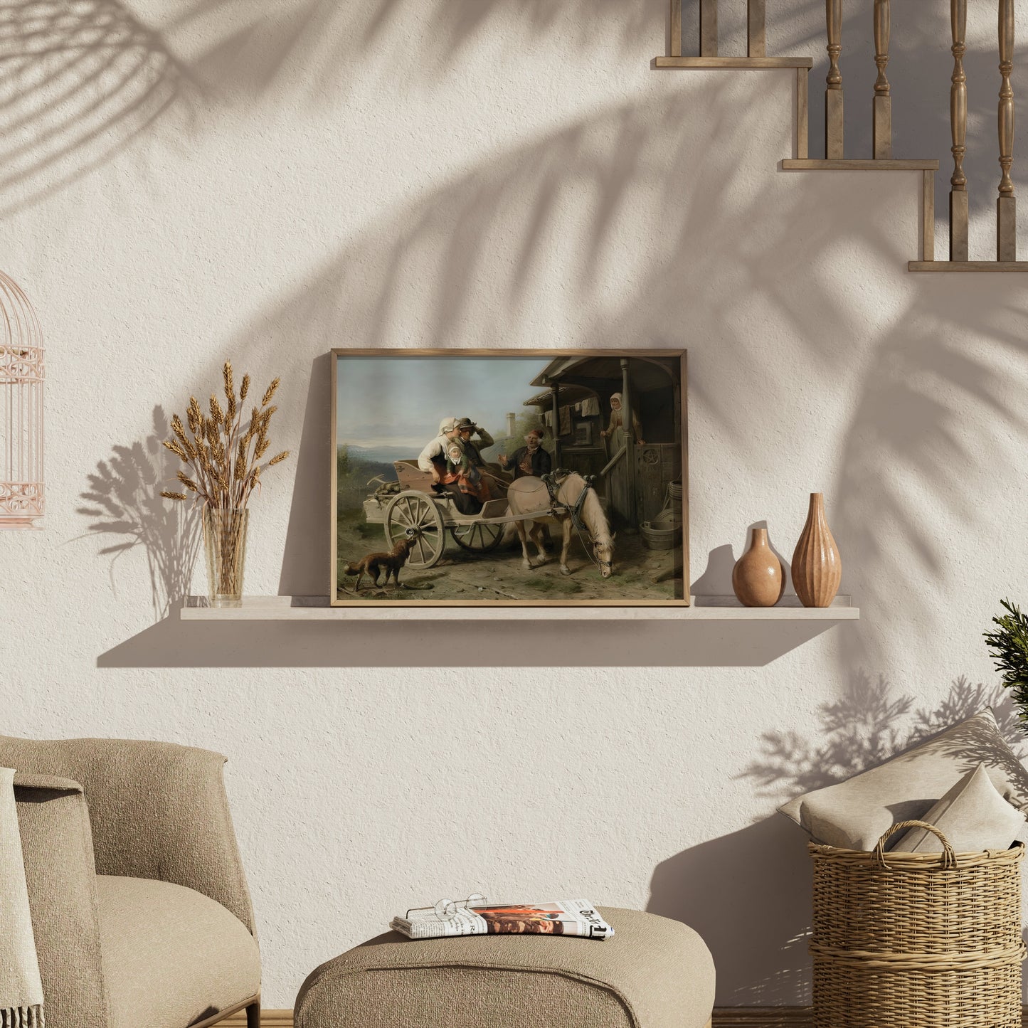 Premium Poster of Family Reunion on a Farmhouse Horse Carriage Posters