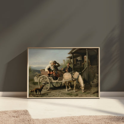 Premium Poster of Family Reunion on a Farmhouse Horse Carriage Posters
