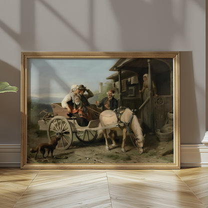 Premium Poster of Family Reunion on a Farmhouse Horse Carriage Posters