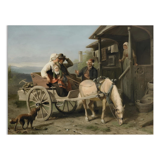 Premium Poster of Family Reunion on a Farmhouse Horse Carriage Posters