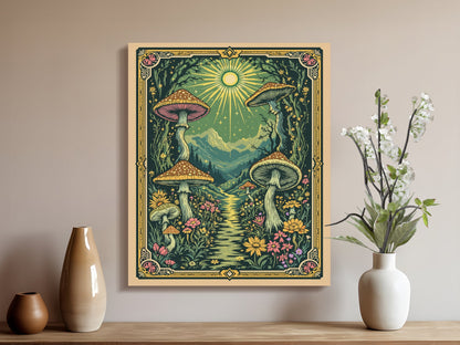 Premium Poster of Fantasy Valley Mushroom Pathway Canvas Wraps