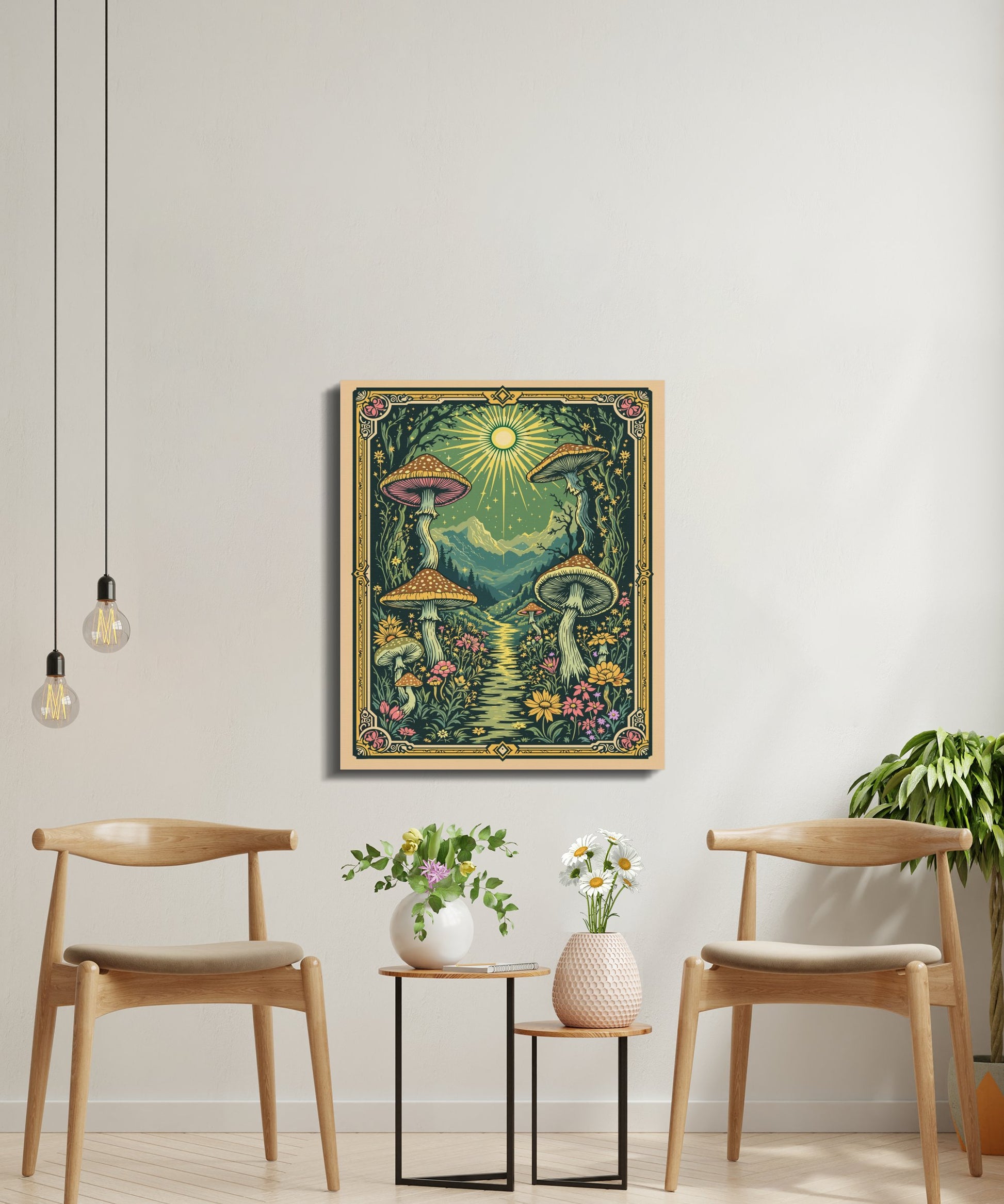 Premium Poster of Fantasy Valley Mushroom Pathway Canvas Wraps