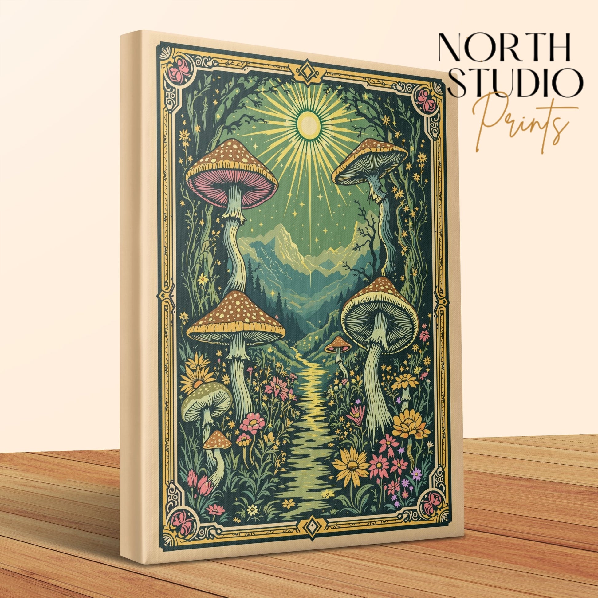 Premium Poster of Fantasy Valley Mushroom Pathway Canvas Wraps