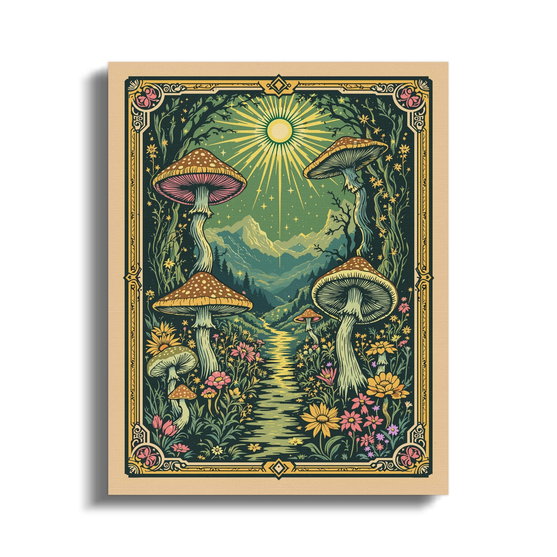 Premium Poster of Fantasy Valley Mushroom Pathway Canvas Wraps