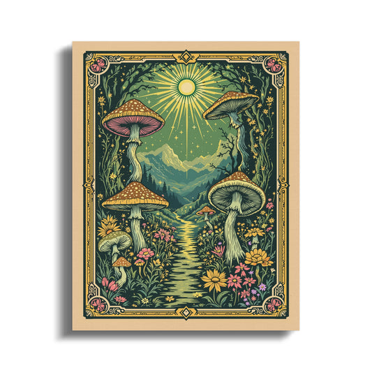Premium Poster of Fantasy Valley Mushroom Pathway Canvas Wraps
