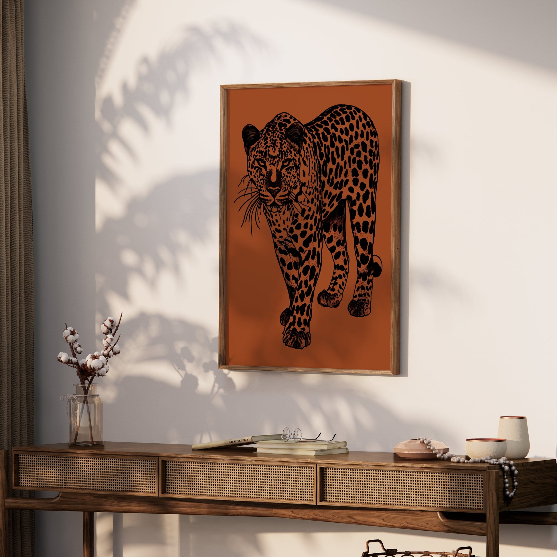 Premium Poster of Fierce and Majestic Leopard Artwork Eye-Catching Posters