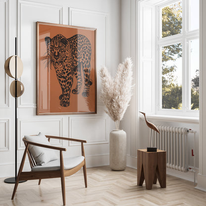 Premium Poster of Fierce and Majestic Leopard Artwork Eye-Catching Posters