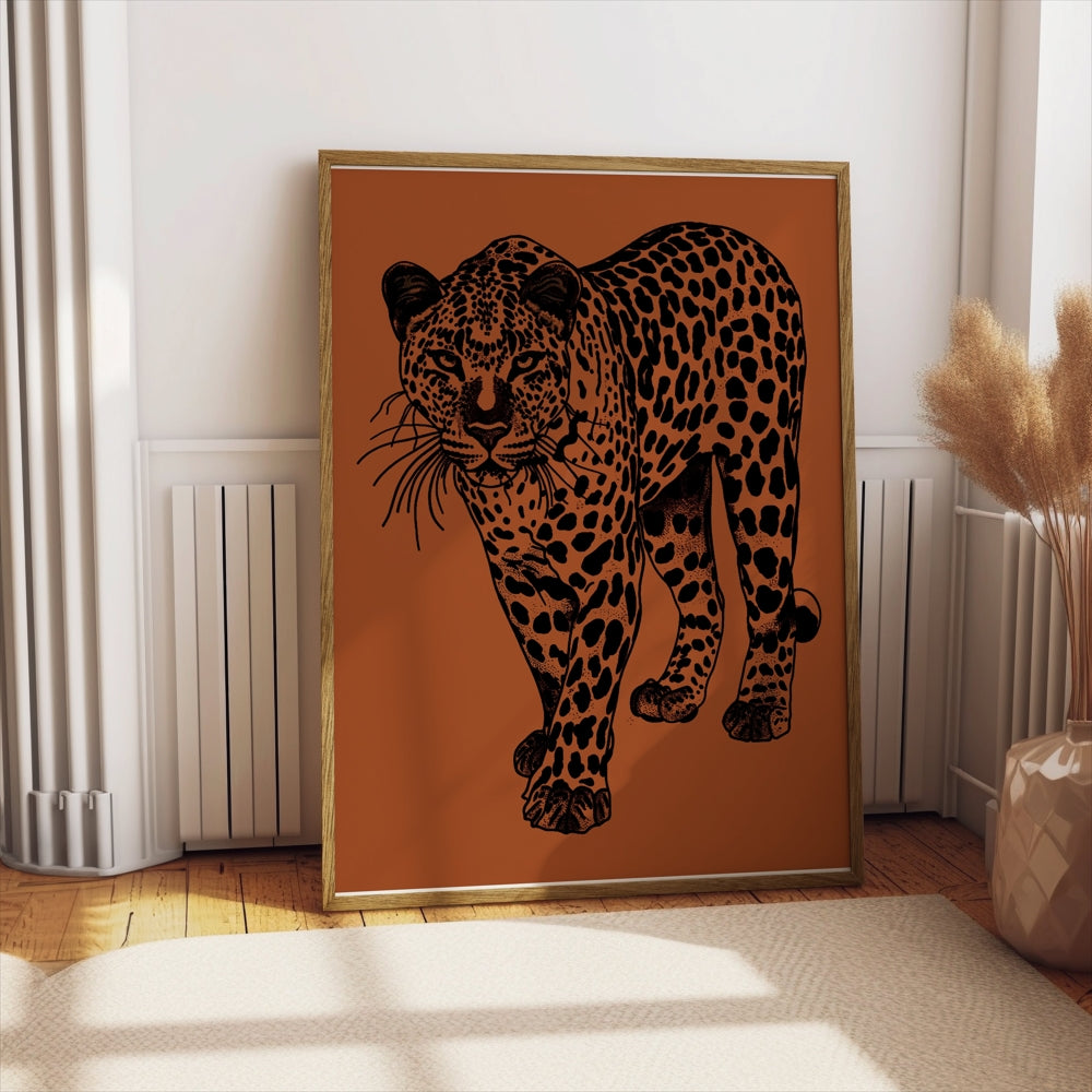 Premium Poster of Fierce and Majestic Leopard Artwork Eye-Catching Posters