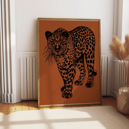 Premium Poster of Fierce and Majestic Leopard Artwork Eye-Catching Posters