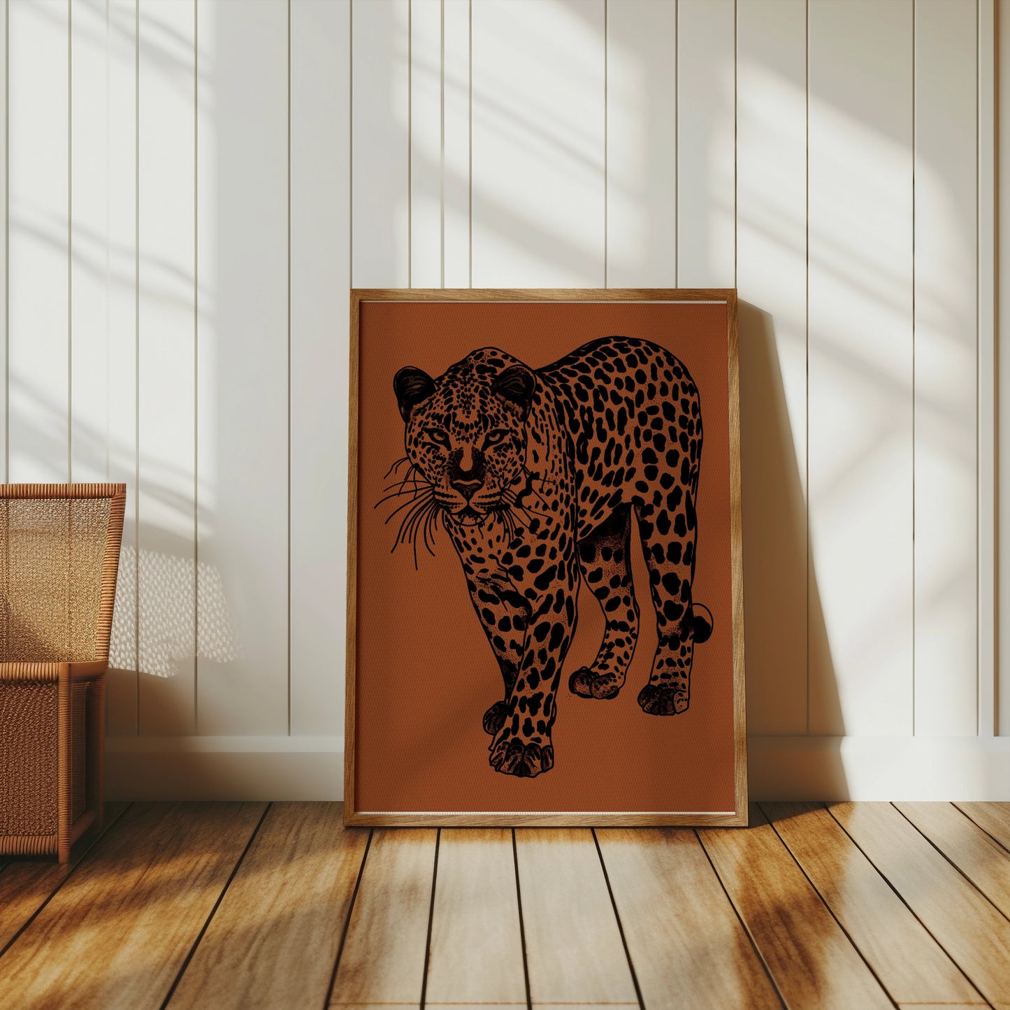 Premium Poster of Fierce and Majestic Leopard Artwork Eye-Catching Posters