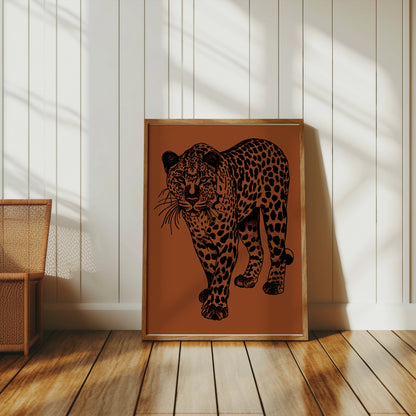 Premium Poster of Fierce and Majestic Leopard Artwork Eye-Catching Posters