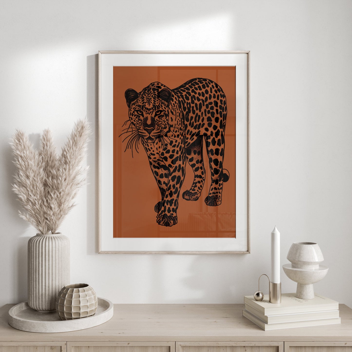Premium Poster of Fierce and Majestic Leopard Artwork Eye-Catching Posters