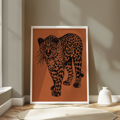 Premium Poster of Fierce and Majestic Leopard Artwork Eye-Catching Posters