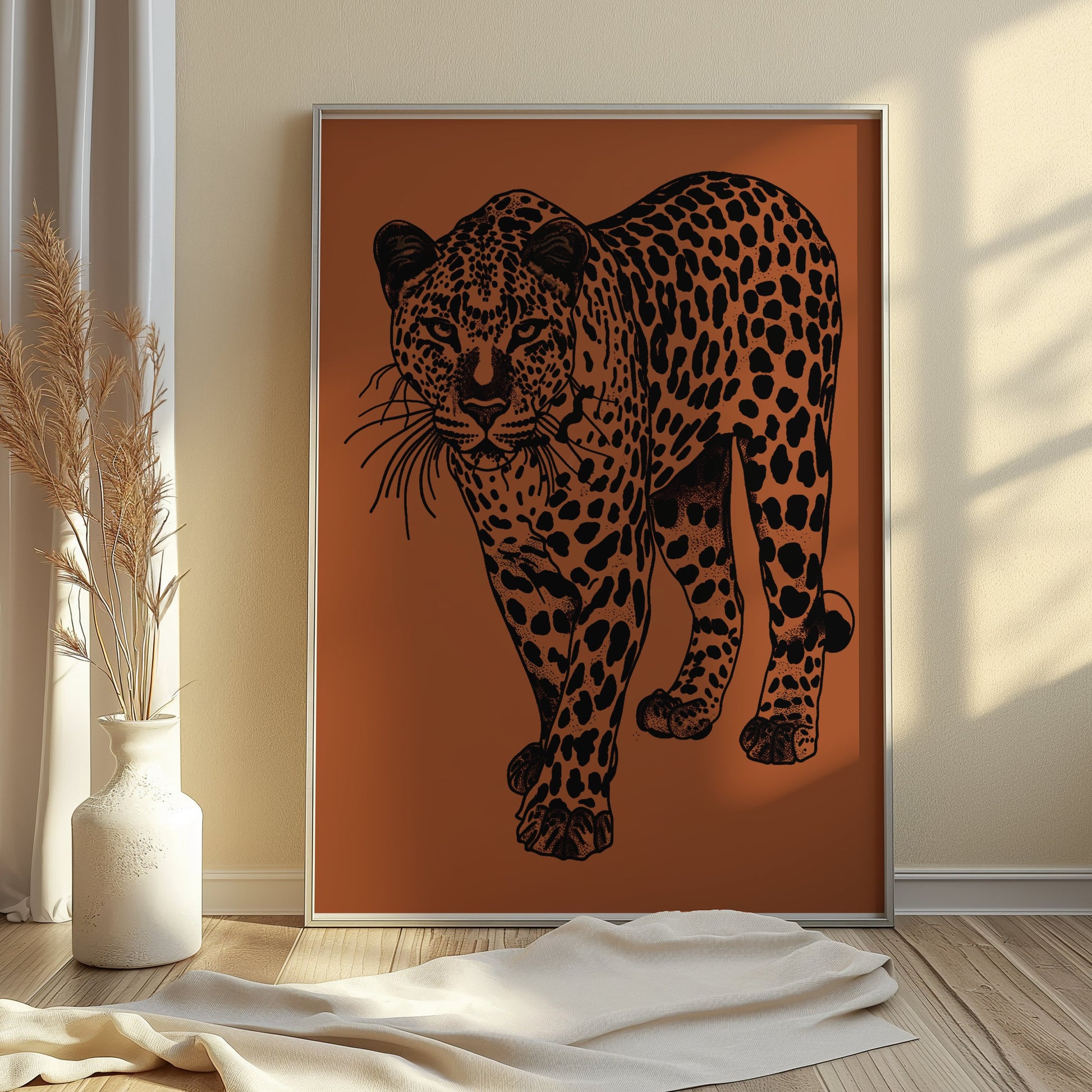 Premium Poster of Fierce and Majestic Leopard Artwork Eye-Catching Posters
