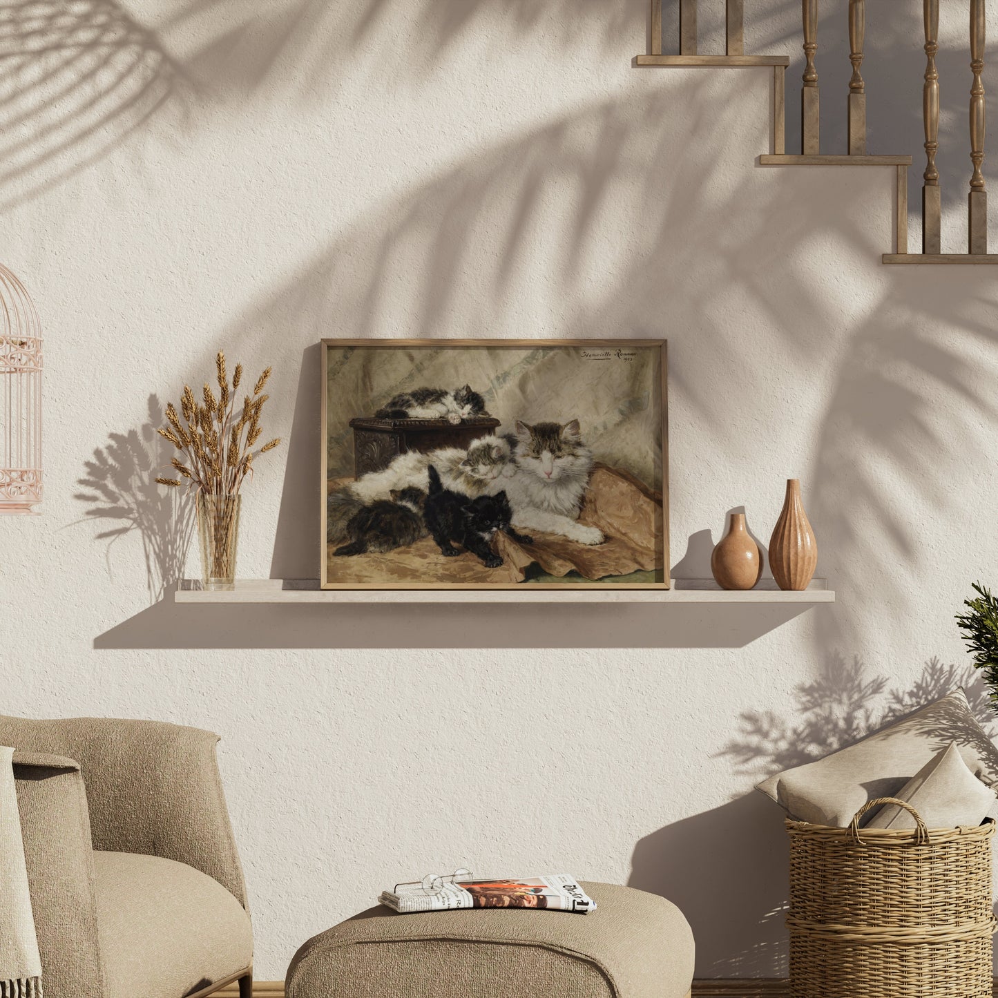Premium Poster of Five Cats Sleeping in Cozy Setting Classic Art Posters