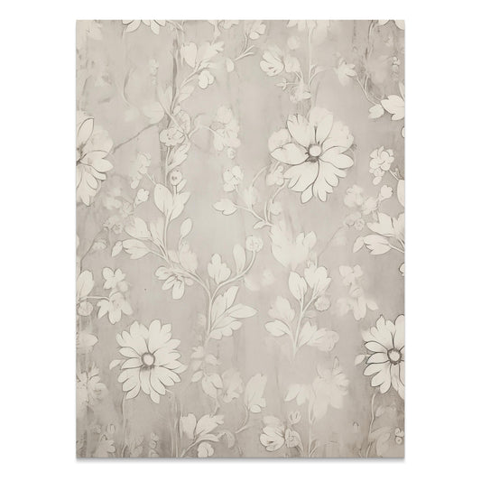 Floral art print featuring white flowers on a neutral beige background, showcasing botanical elegance for chic wall decor.