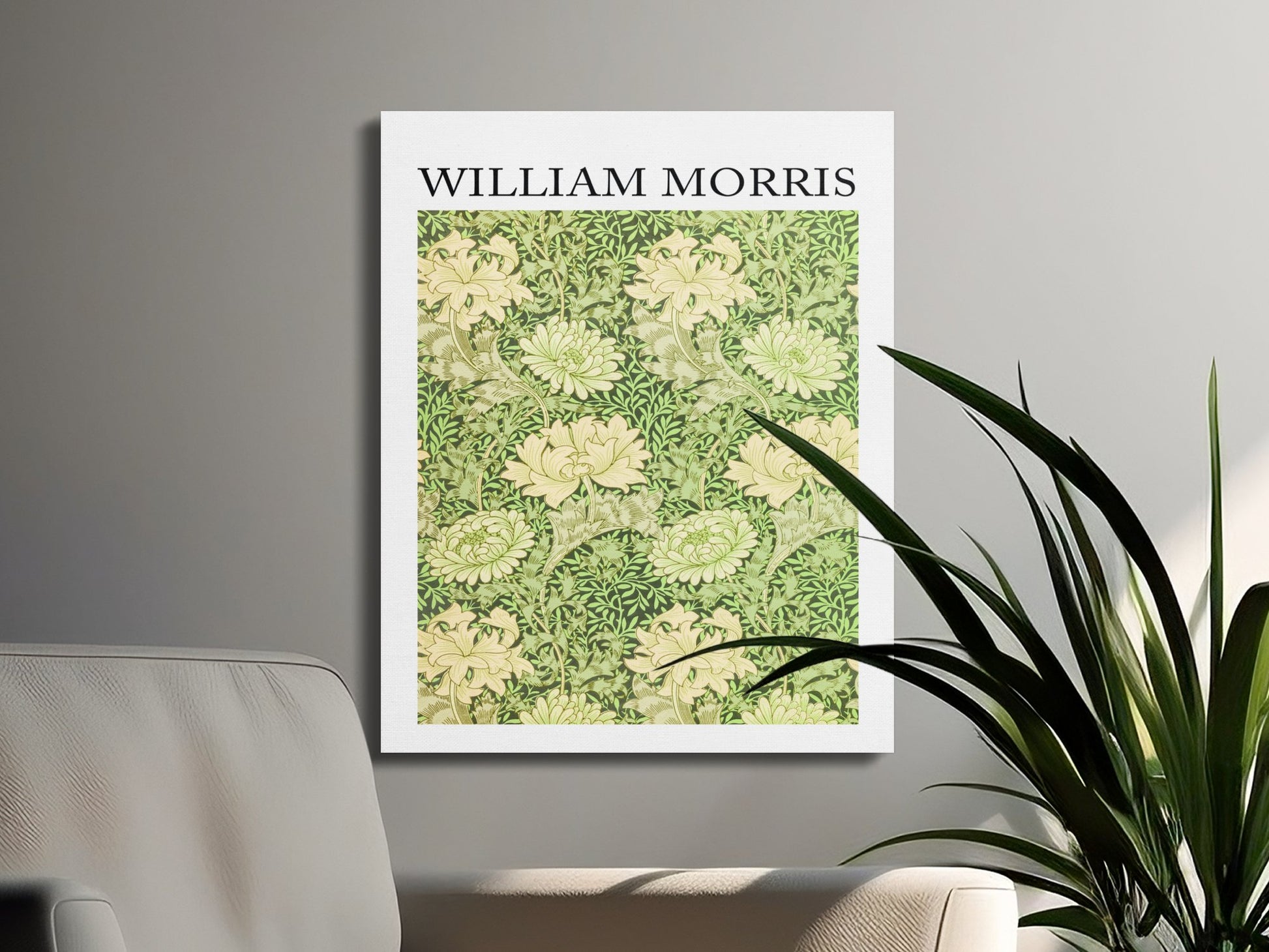 Premium Poster of Floral Green and Beige William Morris Canvas Wraps