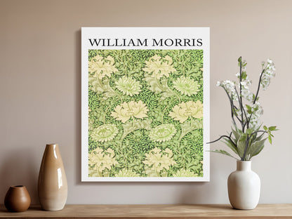 Premium Poster of Floral Green and Beige William Morris Canvas Wraps