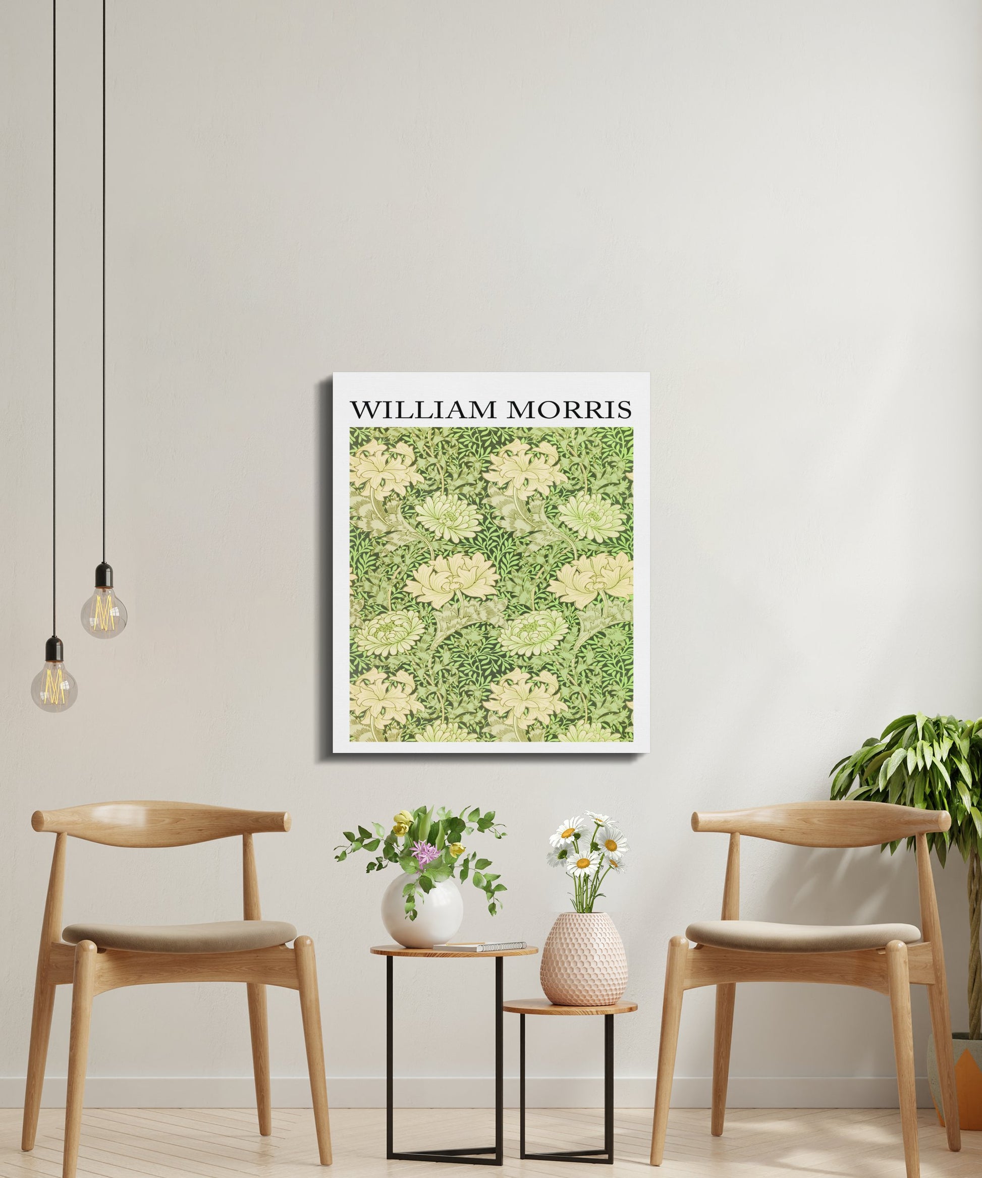 Premium Poster of Floral Green and Beige William Morris Canvas Wraps