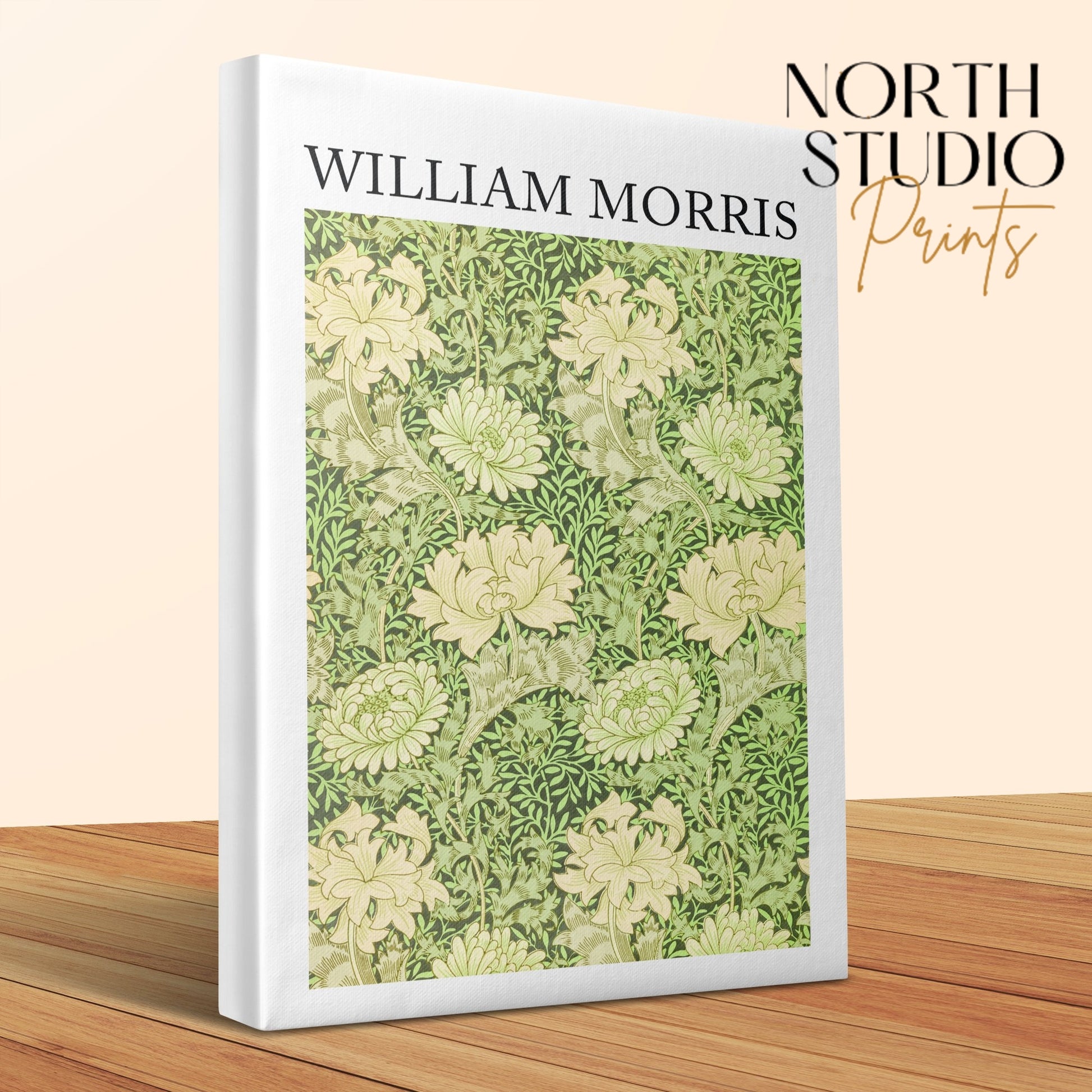 Premium Poster of Floral Green and Beige William Morris Canvas Wraps