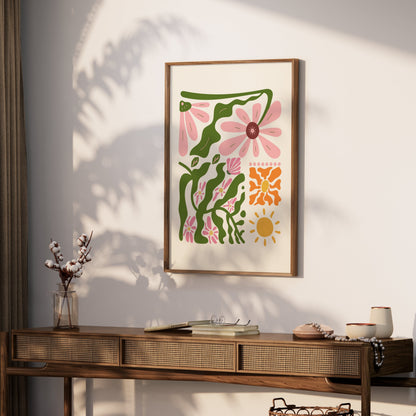 Premium Poster of Floral Harmony Abstract Plant Art Print Posters